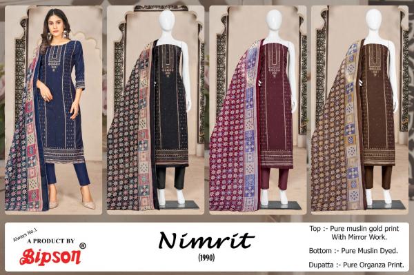 Bipson Nimrit 1990 Designer Masleen Dress Material Collection